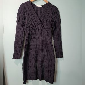 Anne Fontaine Black Minimalist Smocked Pleated V Neck Stretch Dress Size 40 L